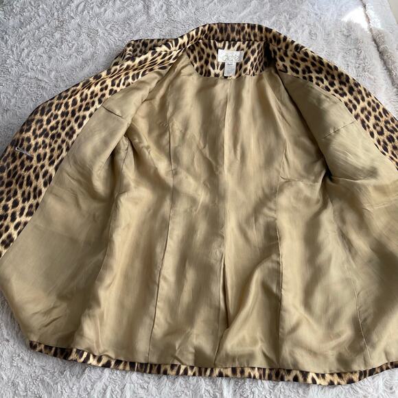 SOLD Cache vintage leopard print blazer jacket Y2K 90s animal cheetah mob wife L - Picture 10 of 16